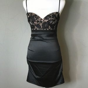 Black Silk and Lace bustier party dress
